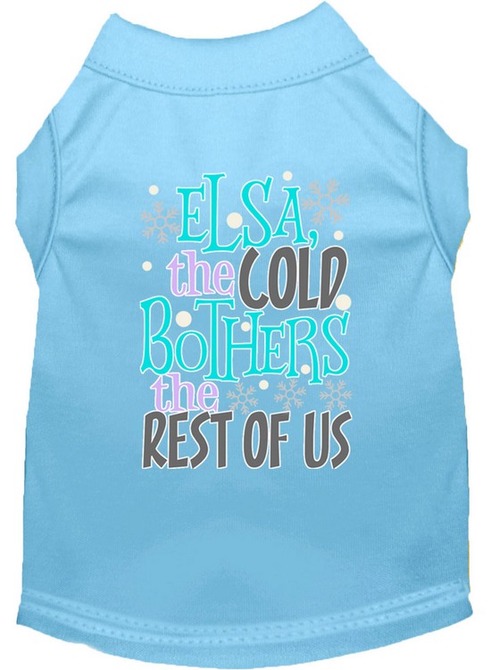 Elsa, the Cold Screen Print Dog Shirt Baby Blue XL